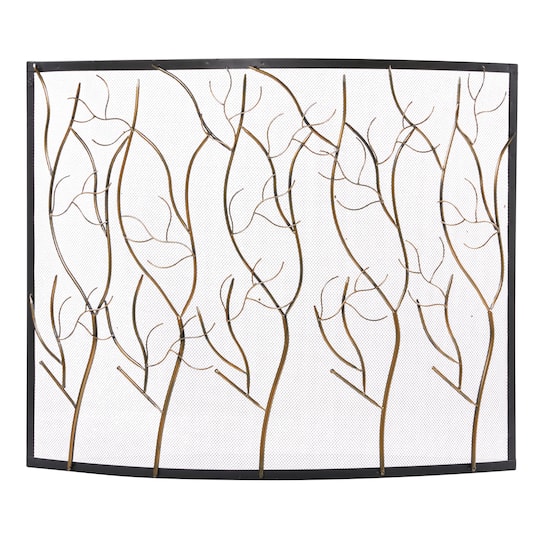 Brass Metal Eclectic Fireplace Screen
